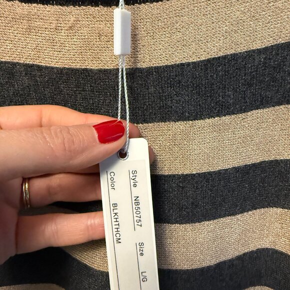 SPENSE Black, Gray, and Camel Below the Knee Pull-on Striped Skirt Large NWT - Picture 4 of 6